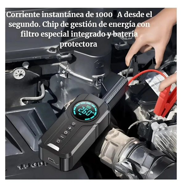 PARTIDOR DE EMERGENCIA BATERIA 12V, COMPRESOR INFLADOR DE NEUMATICOS,150 PSI, POWERBANK MULTICONEXIONES, LINTERNA LED - Imagen 9