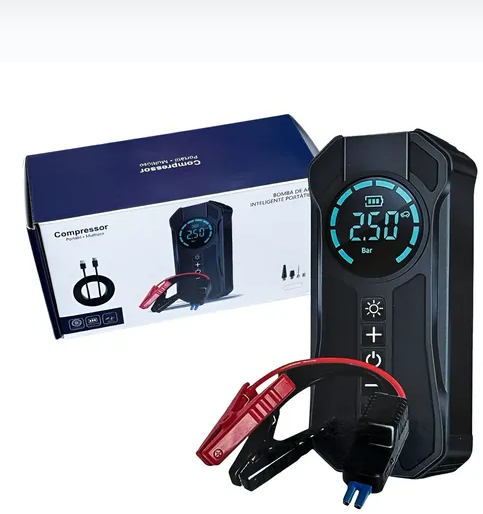 PARTIDOR DE EMERGENCIA BATERIA 12V, COMPRESOR INFLADOR DE NEUMATICOS,150 PSI, POWERBANK MULTICONEXIONES, LINTERNA LED - Imagen 11