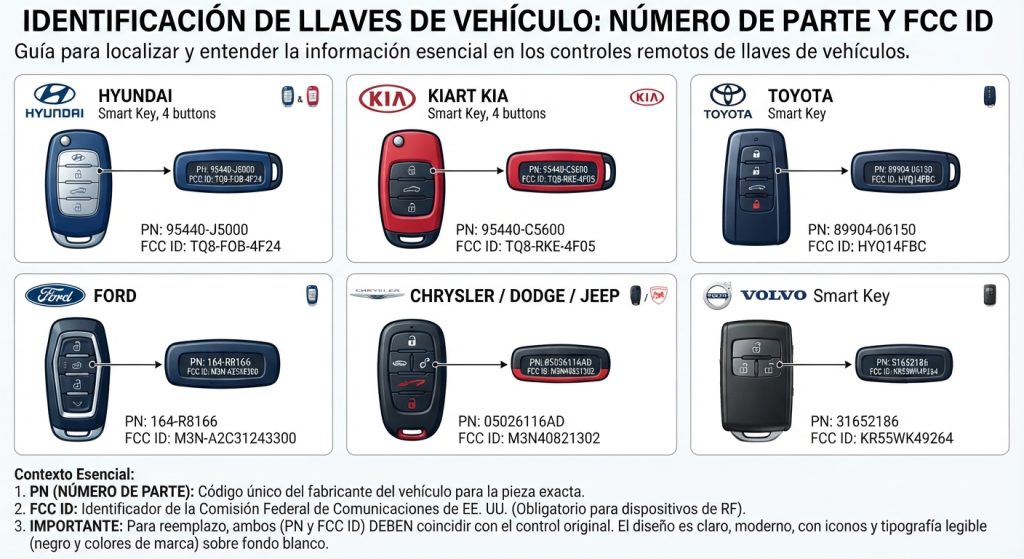LLAVE Y SMARTKEY NUMERO DE PARTE (FCCID / PART NUMBER)