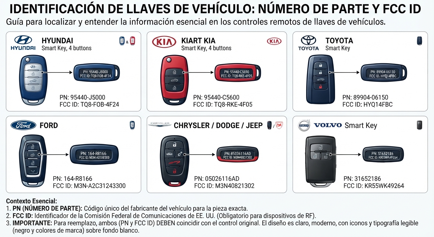 LLAVE Y SMARTKEY NUMERO DE PARTE (FCCID / PART NUMBER)